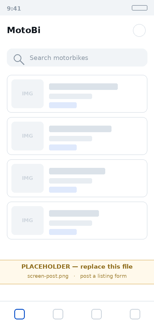 The form for posting a motorbike for sale.